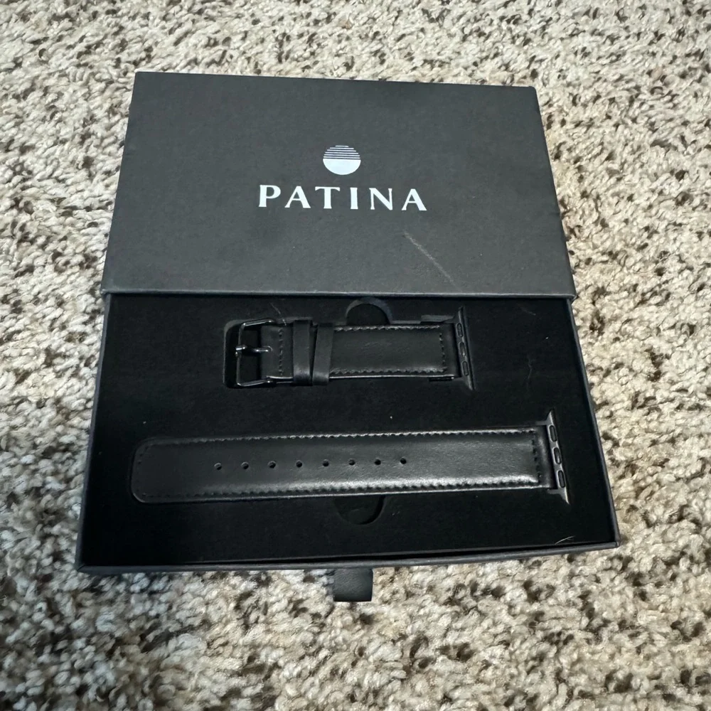 NWT PATINA Black Leather Watch Strap 38/40mm band